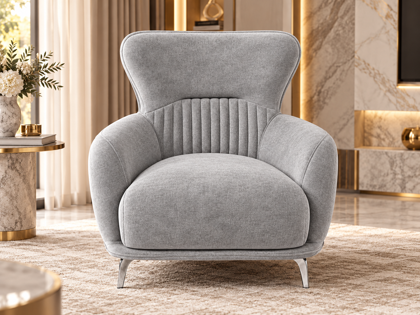 Resital Luxury Plush Velvet 3+2+1 Sofa Set | Dark Grey, Light Grey & Beige