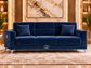 Clara Luxury Velvet 3+2+1 Sofa Set | Cream, Grey & Navy