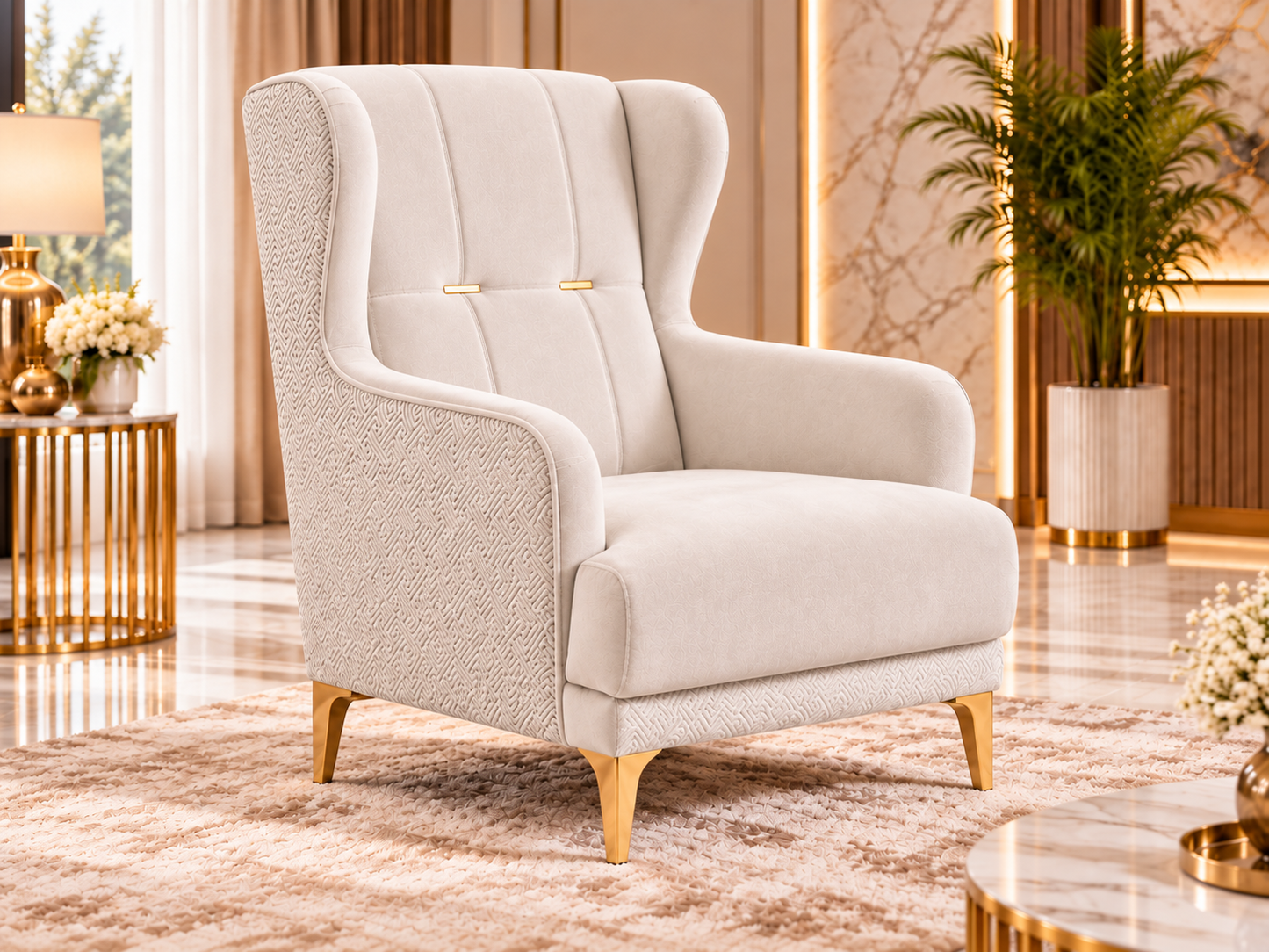 Clara Luxury Velvet 3+2+1 Sofa Set | Cream, Grey & Navy