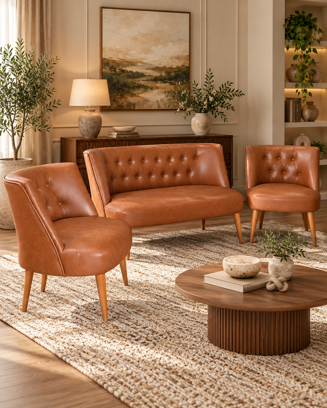 Standart Sofa Set – 2 Seater & 2 Armchairs | Brown & Caramel Brown