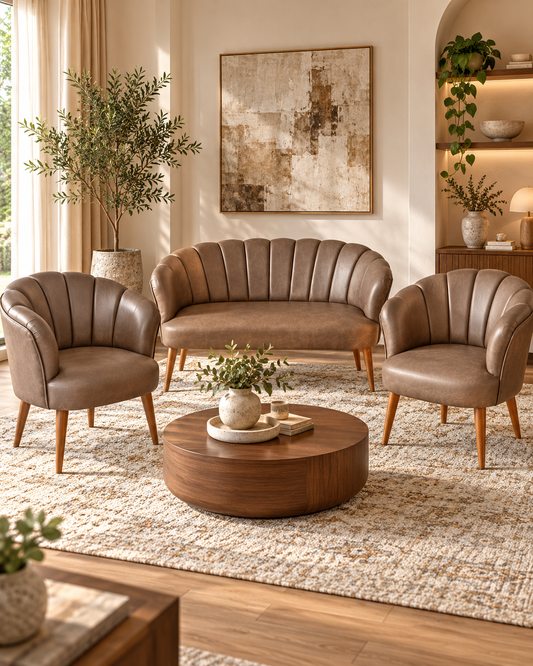 Papatya Sofa Set – 2 Seater & 2 Armchairs | Black, Brown & Navy
