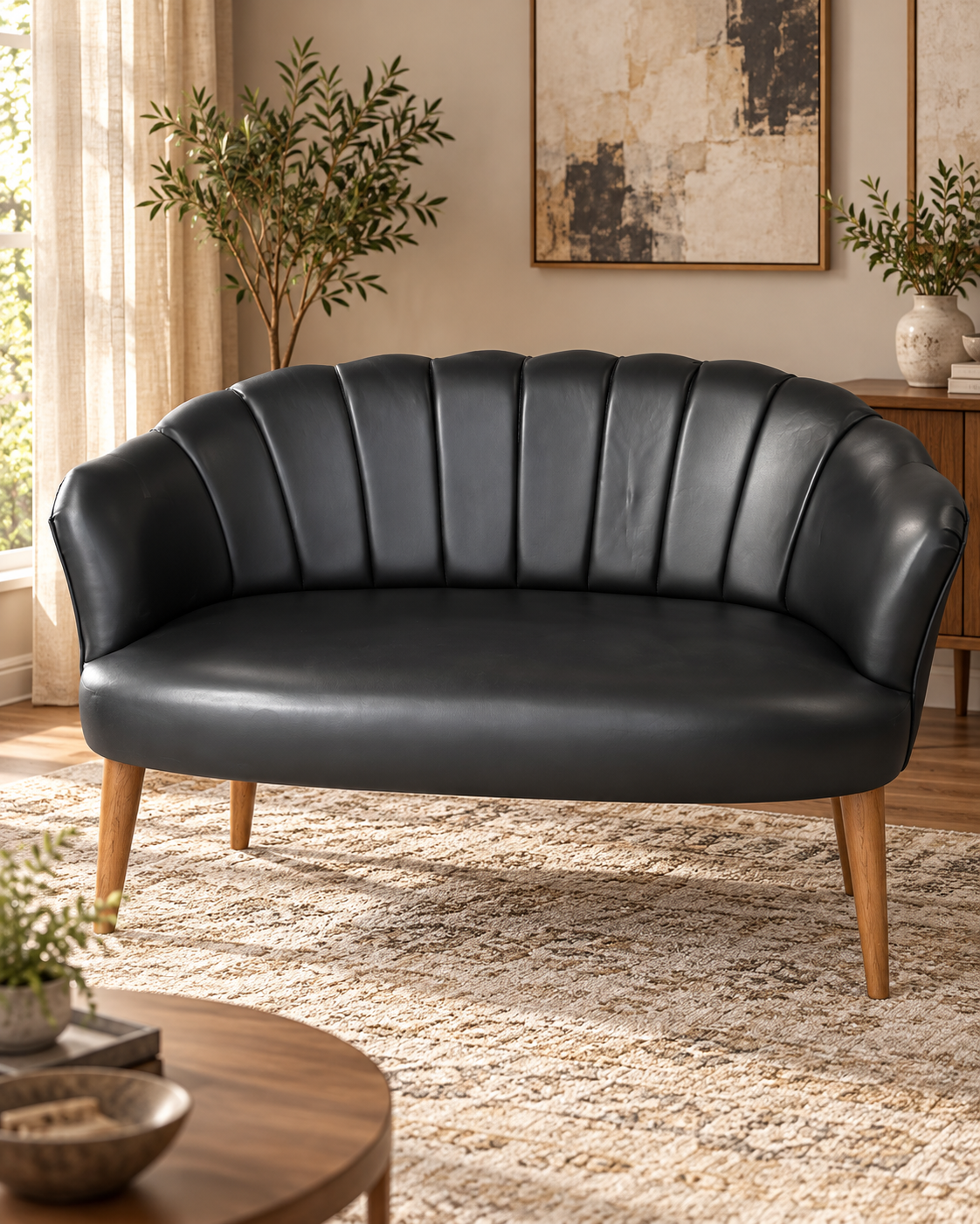 Papatya Sofa Set – 2 Seater & 2 Armchairs | Black & Brown