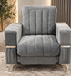 Luxury Velvet Storage Armchair – Modern Accent Chair with Chrome Trim