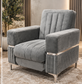 Luxury Velvet Storage Armchair – Modern Accent Chair with Chrome Trim