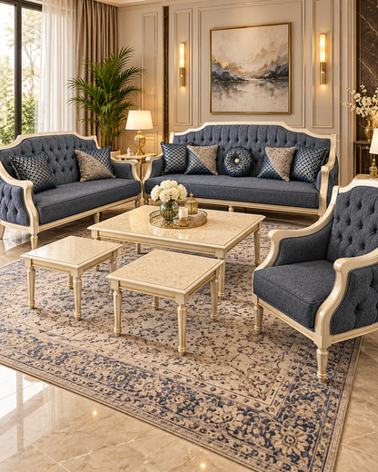 Minare Luxury 6 Piece Sofa & Table Set – Arabic Style Seating with 3 Tables