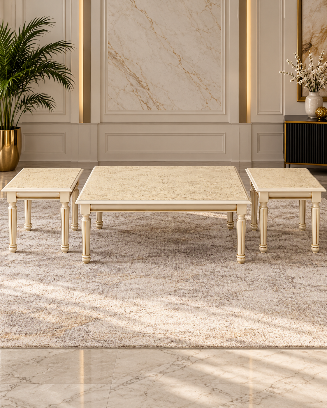 Minare Luxury 6 Piece Sofa & Table Set – Arabic Style Seating with 3 Tables