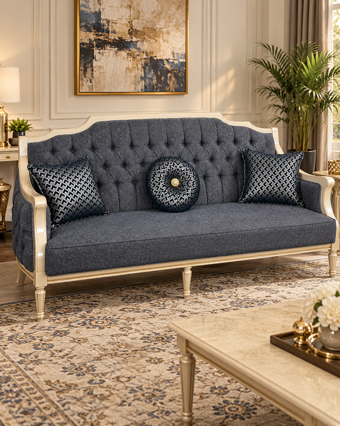 Minare Luxury 6 Piece Sofa & Table Set – Arabic Style Seating with 3 Tables