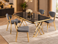 Raja Luxury Dining Table Set with 4 Fubi Chairs – Gold Finish