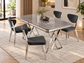 Raja Luxury Dining Table Set with 4 Fubi Chairs – Silver Finish