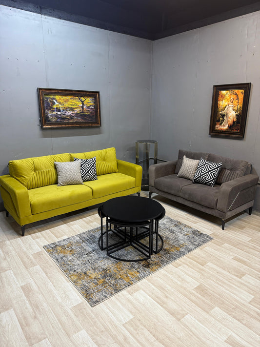 Stylish Angel Yellow/Mustard Sofa Set - 3 Seater + 2 Seater | Free UK Delivery