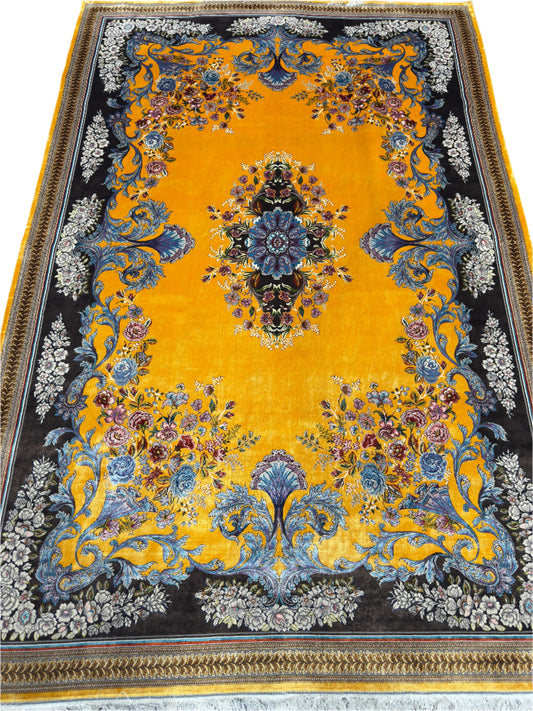 Fine Yellow Persian Silk Rug