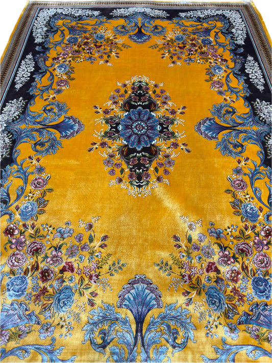 Fine Yellow Persian Silk Rug