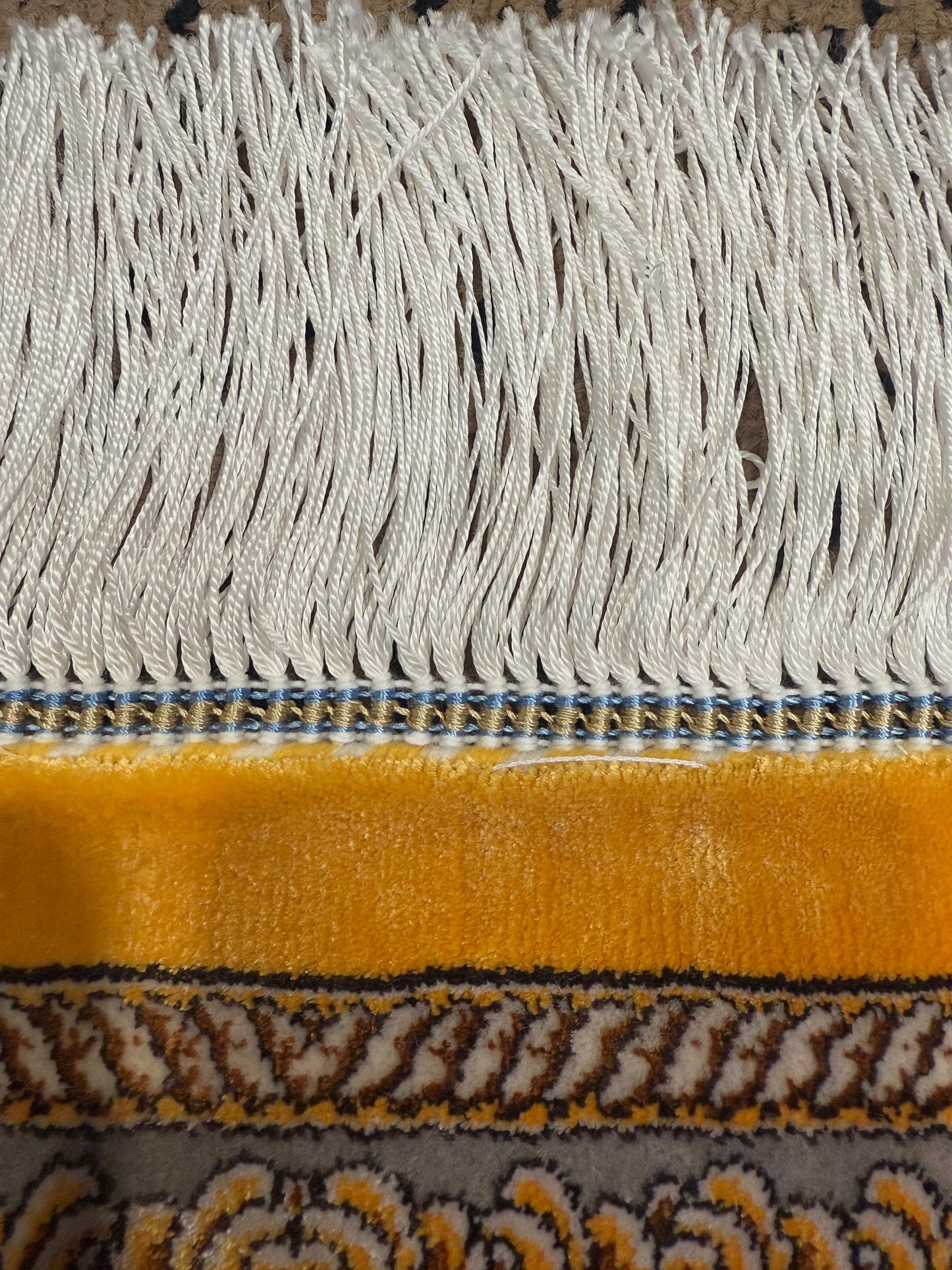 Fine Yellow Persian Silk Rug