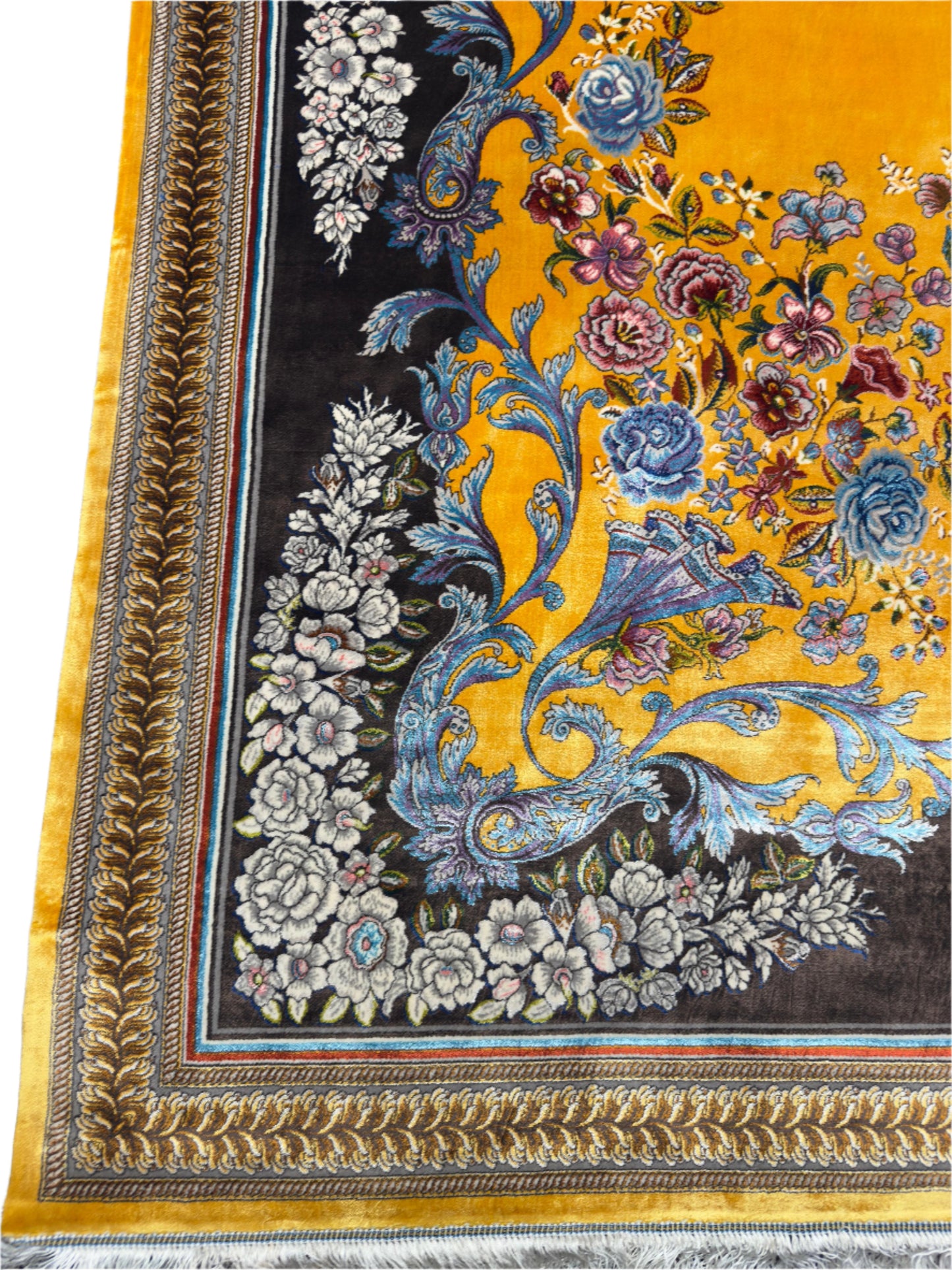 Fine Yellow Persian Silk Rug