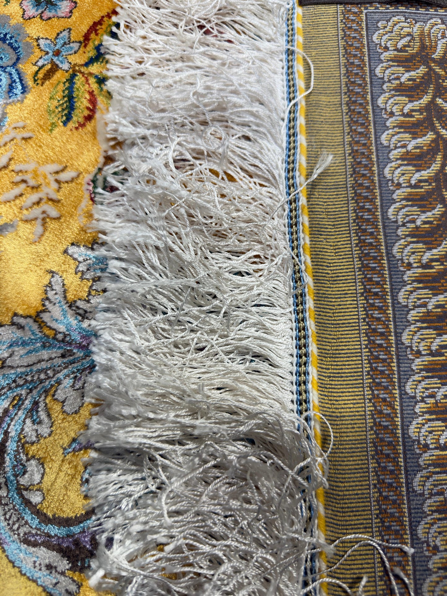 Fine Yellow Persian Silk Rug