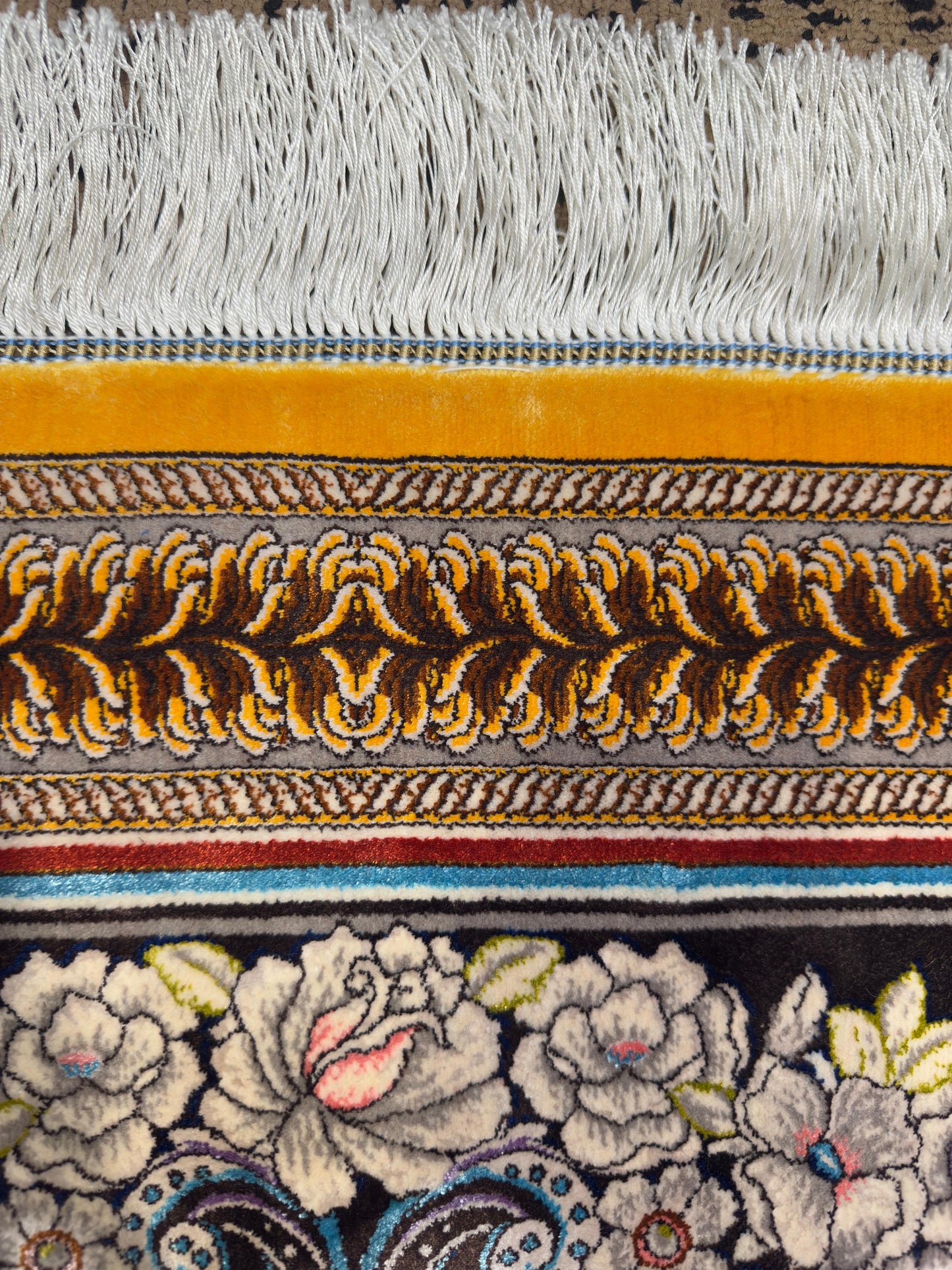 Fine Yellow Persian Silk Rug