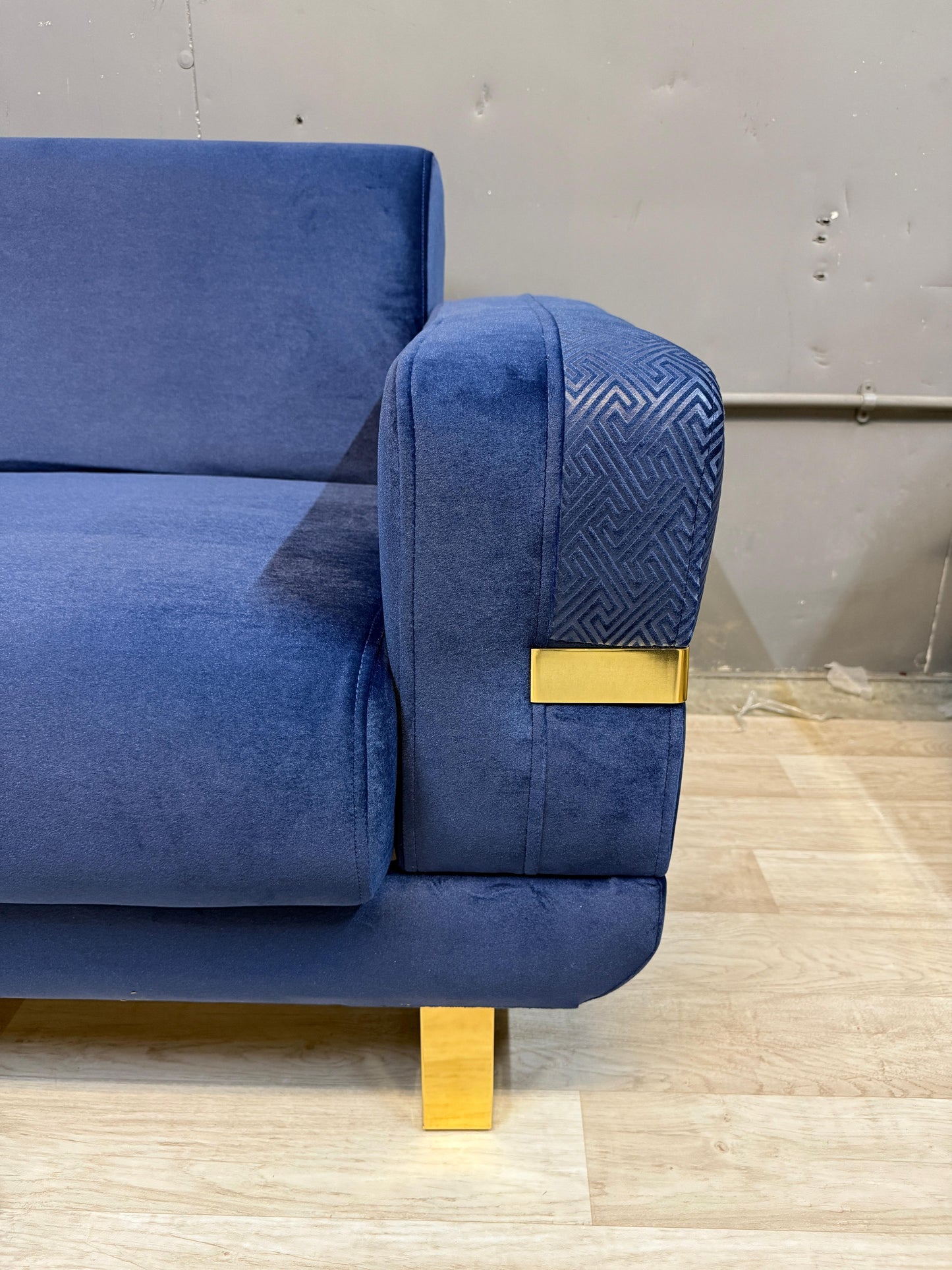 Elegant Prestij Navy Gold Sofa Set - 3 Seater + 2 Seater + 1 Seater with Storage & Bed Functionality | Free UK Delivery