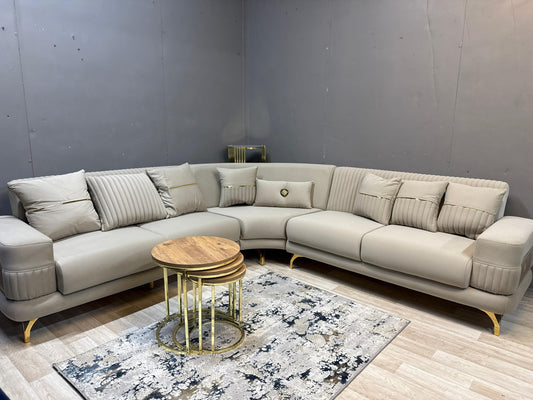 Aspendous Corner Sofa Beige - Bullring Rugs Ltd