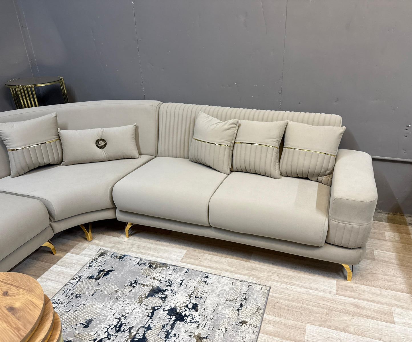 Aspendous Corner Sofa Beige - Bullring Rugs Ltd