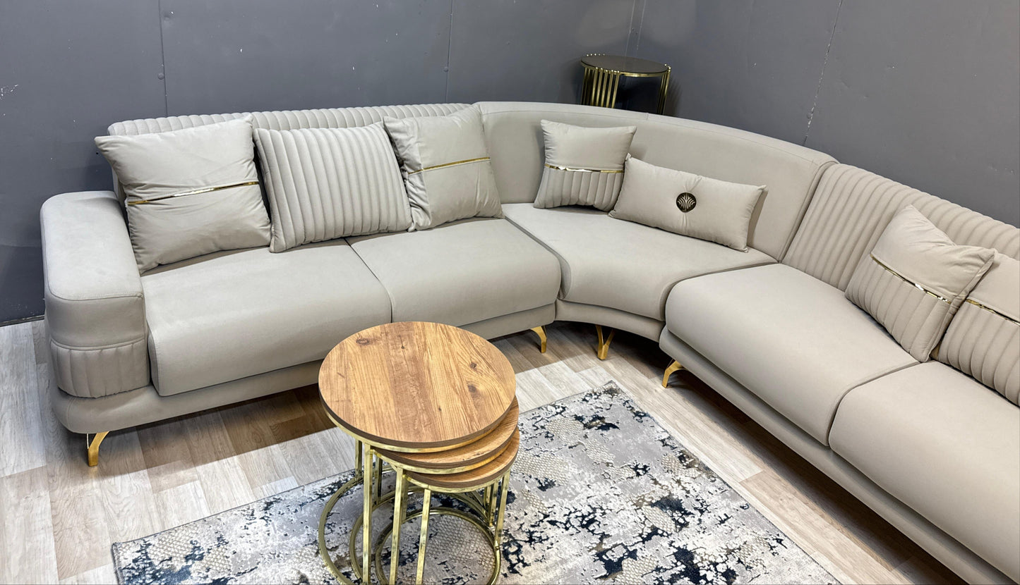 Aspendous Corner Sofa Beige - Bullring Rugs Ltd