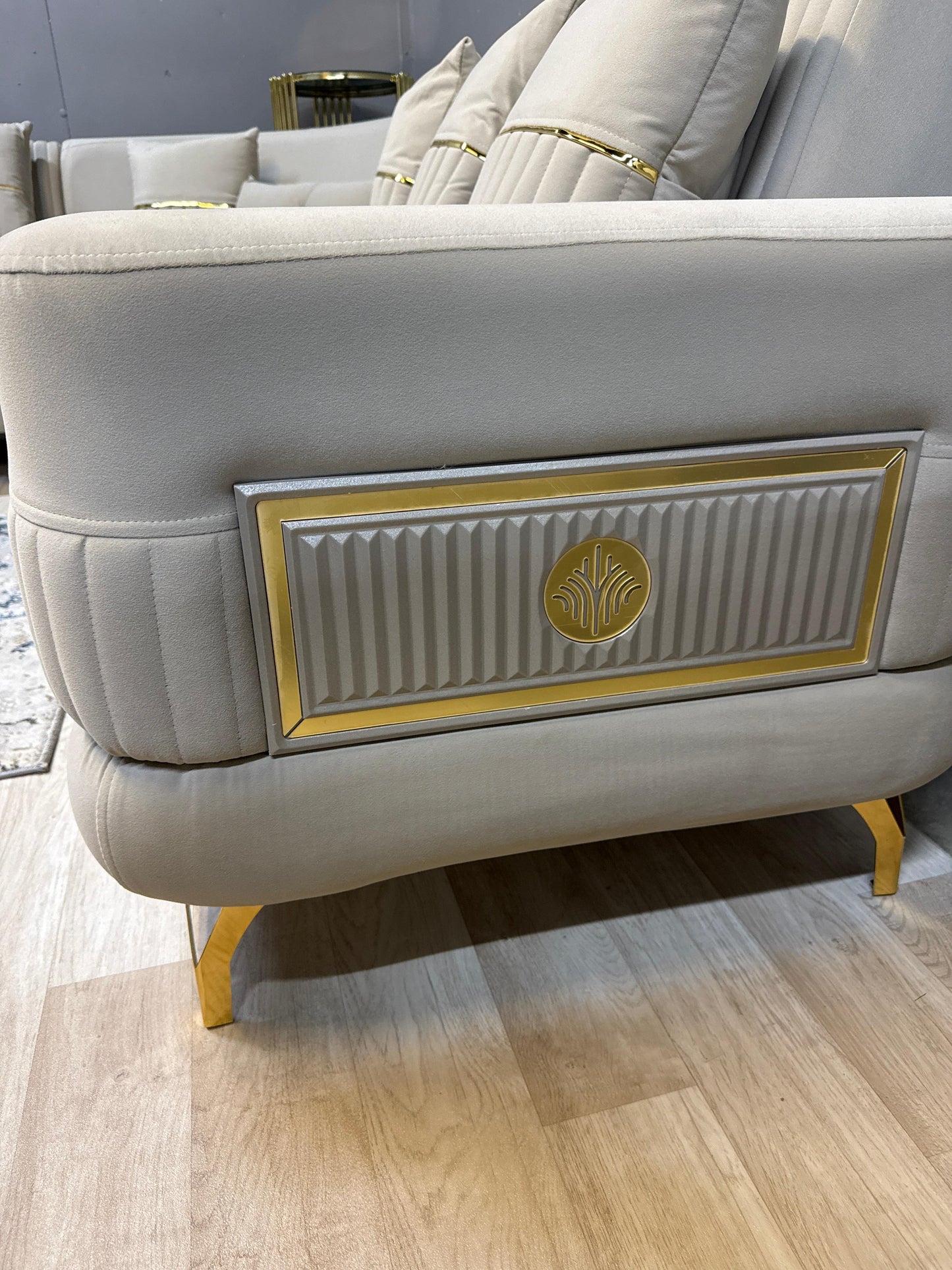 Aspendous Corner Sofa Beige - Bullring Rugs Ltd