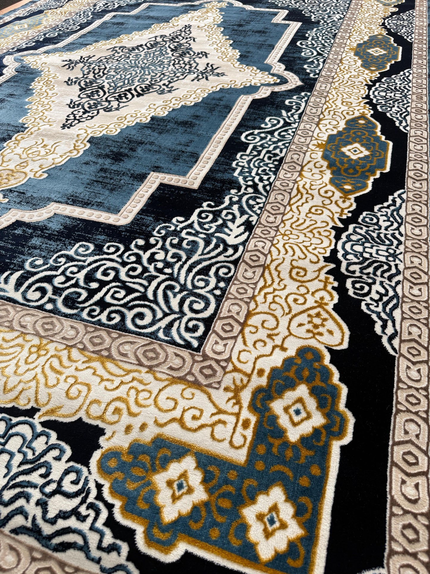 Mistral Blue Design Living Room Area Rug 240 x 340cm