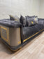 Luxurious Romance Sofa Set - Charcoal with Golden Accents | Bullring Rugs Ltd