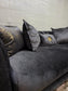 Luxurious Romance Sofa Set - Charcoal with Golden Accents | Bullring Rugs Ltd