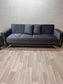 Stylish Synfoni Sofa Set - Dark Grey Velvet with Gold Accents | Bullring Rugs Ltd