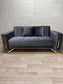 Stylish Synfoni Sofa Set - Dark Grey Velvet with Gold Accents | Bullring Rugs Ltd