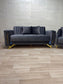 Stylish Synfoni Sofa Set - Dark Grey Velvet with Gold Accents | Bullring Rugs Ltd