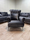 Elitra Sofa Set - Charcoal with Silver Accents | Bullring Rugs Ltd
