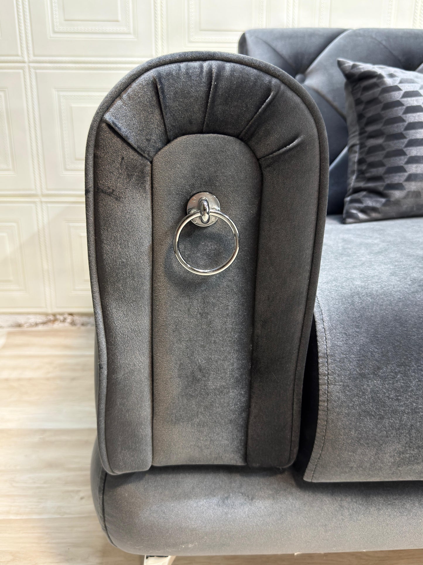 Elitra Sofa Set - Charcoal with Silver Accents | Bullring Rugs Ltd