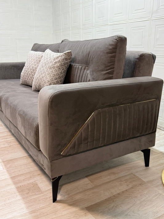 Stylish Angel Dark Beige Sofa Set - 3 Seater + 2 Seater | Free UK Delivery