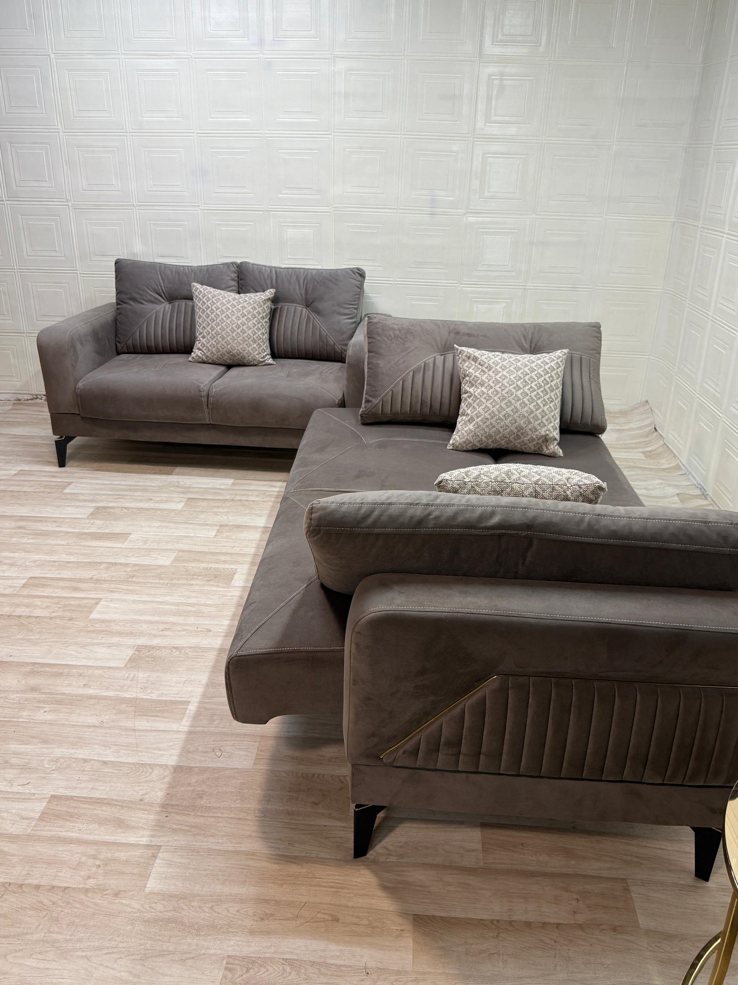 Stylish Angel Dark Beige Sofa Set - 3 Seater + 2 Seater | Free UK Delivery