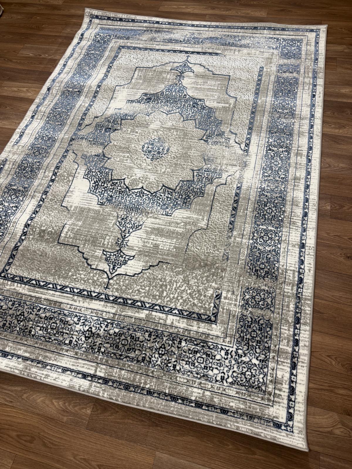 Distressed Vintage Pattern Area Rug – Traditional Carpet with Jute Backing | Soft Polyester Living Room Rug & Hallway Runner