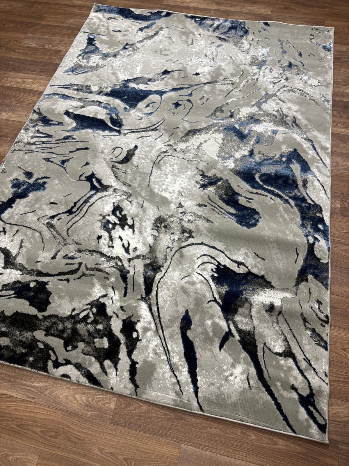 Abstract Marble Effect Area Rug – Modern Pattern Carpet with Jute Backing | Soft Polyester Living Room Rug & Hallway Runner