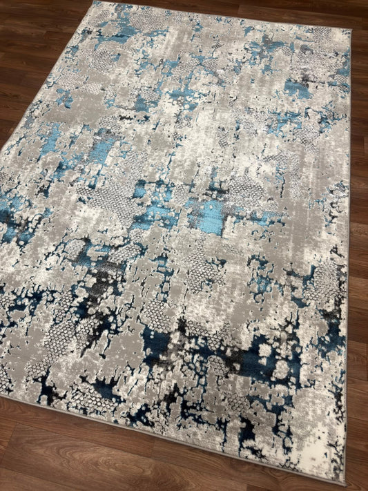 Modern Abstract Distressed Area Rug – Marble Effect Rug with Jute Backing | Soft Polyester Living Room, Bedroom & Hallway Rug