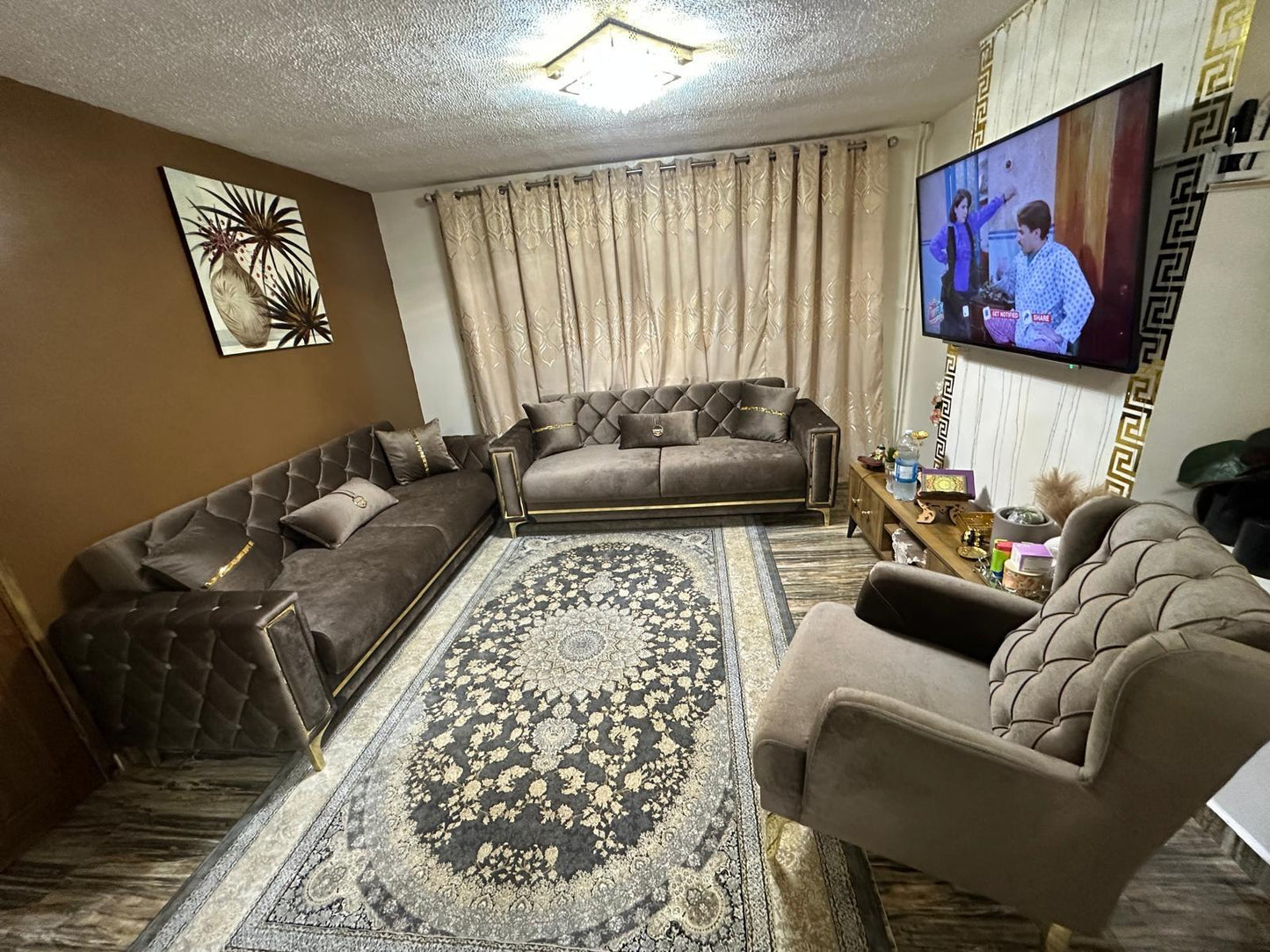 Bolivia Brown Velvet - Sofa Set