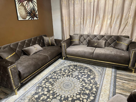 Bolivia Brown Velvet - Sofa Set