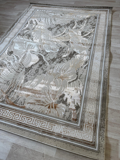 Emoji Modern Style Leaf Shimmer Rug - Living Room Area Rug
