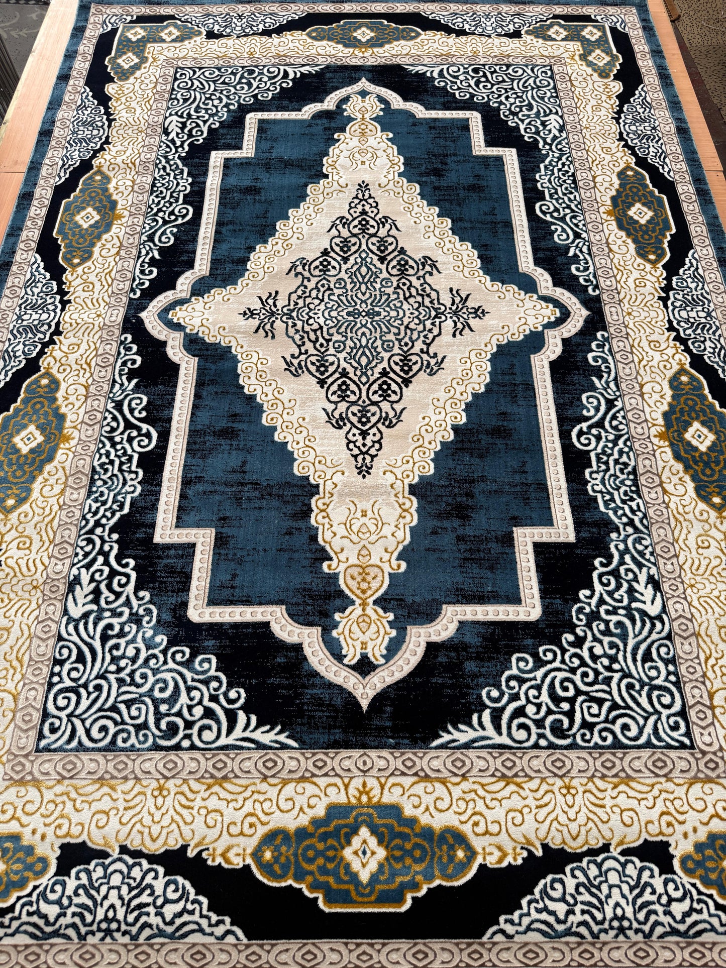 Mistral Blue Design Living Room Area Rug 240 x 340cm