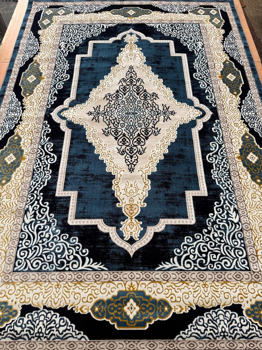 Mistral Blue Design Living Room Area Rug 240 x 340cm