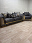 Luxurious Romance Sofa Set - Charcoal with Golden Accents | Bullring Rugs Ltd