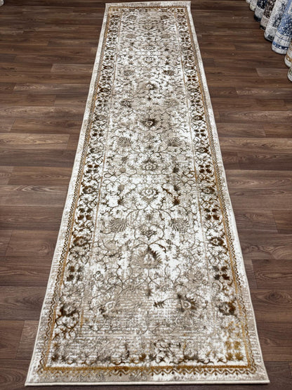 Vintage Floral Area Rug – Soft Polyester Carpet with Jute Backing | Traditional Pattern Rug | Living Room, Bedroom & Hallway Runner