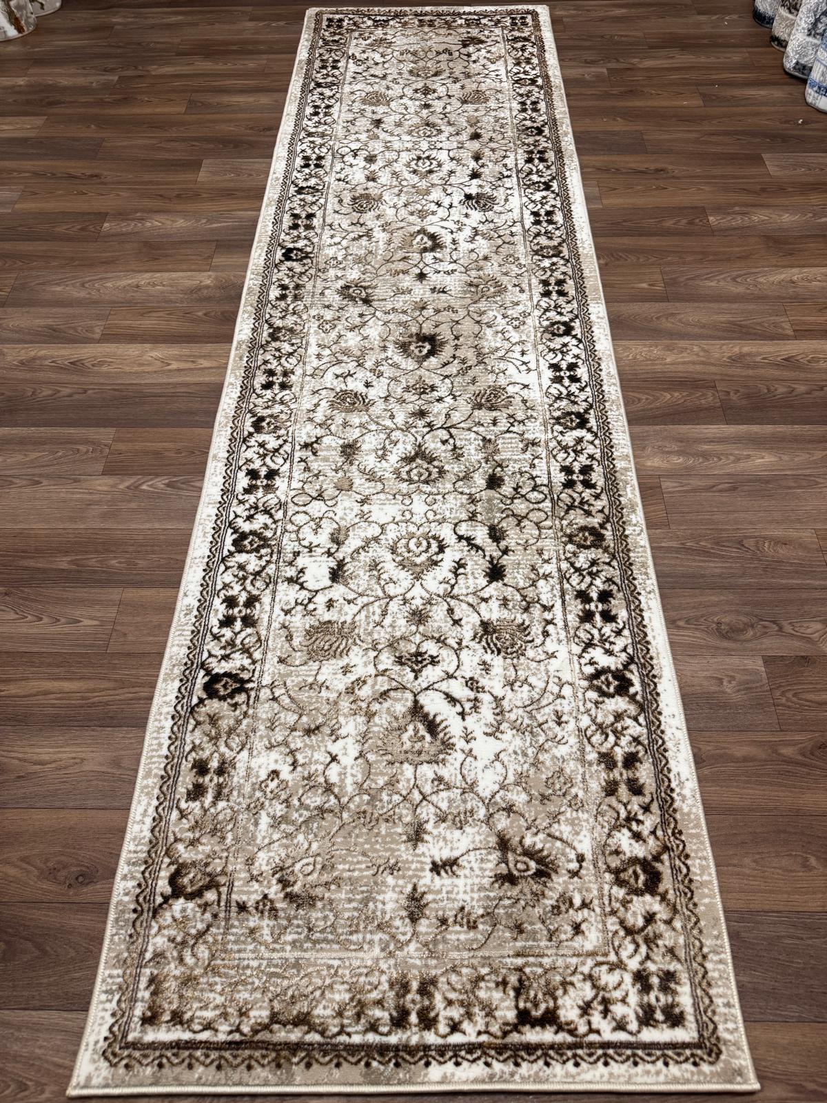Vintage Floral Area Rug – Soft Polyester Carpet with Jute Backing | Traditional Pattern Rug | Living Room, Bedroom & Hallway Runner