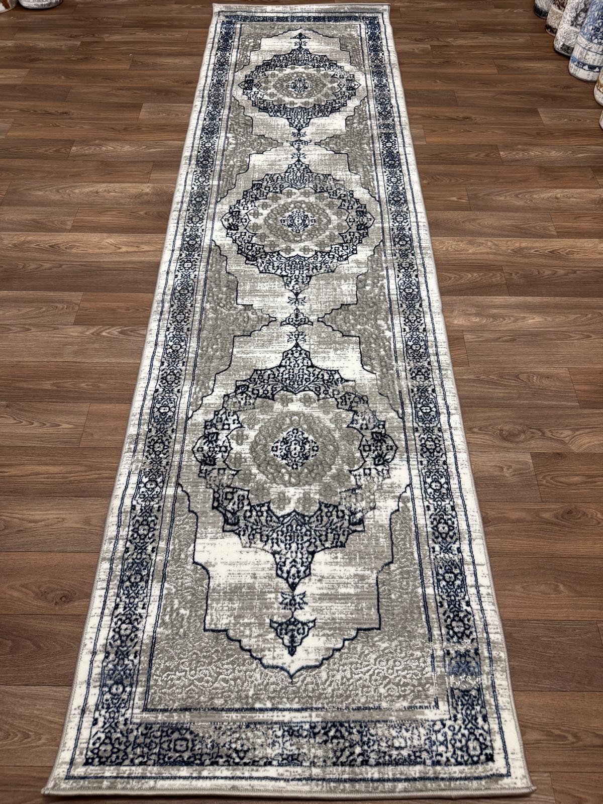 Distressed Vintage Pattern Area Rug – Traditional Carpet with Jute Backing | Soft Polyester Living Room Rug & Hallway Runner