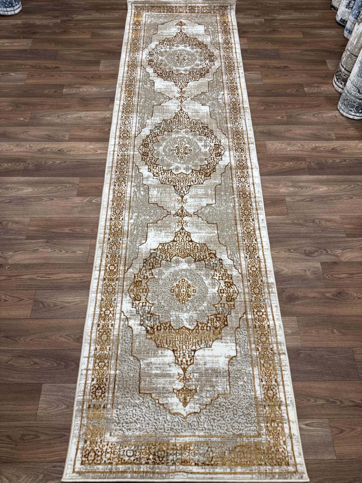 Distressed Vintage Pattern Area Rug – Traditional Carpet with Jute Backing | Soft Polyester Living Room Rug & Hallway Runner