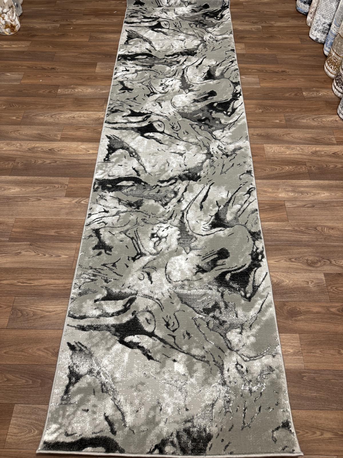 Abstract Marble Effect Area Rug – Modern Pattern Carpet with Jute Backing | Soft Polyester Living Room Rug & Hallway Runner