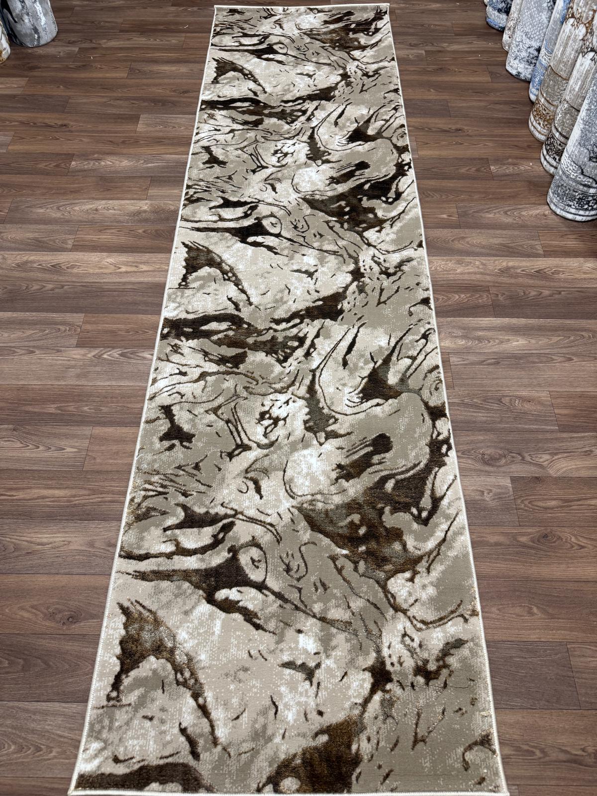 Abstract Marble Effect Area Rug – Modern Pattern Carpet with Jute Backing | Soft Polyester Living Room Rug & Hallway Runner